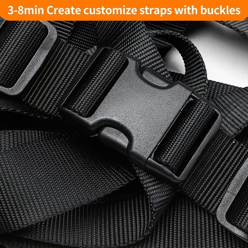 BEYOURD Heavy-Duty Buckles and Strap Set 1-1/2": 6 Yards of Thick Nylon Webbing, 6-Pack Adjustable Quick Side Release Plastic Buckles, 12 Tri-Glide Slide Clips, Black (1-1/2" Combo Set) - Image 5